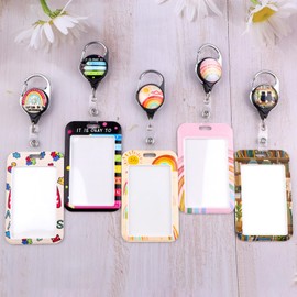 Purple Rainbow Retractable Badge Reel ID Holder Cute Reel Clip & Badge Holder for Keys ID Badges for Women Girls Kids Teachers School Cool Heavy Duty Work Retractable Keychain(Inspirational Quote)