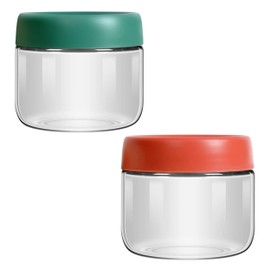 2-pack 12oz Overnight Oats Containers with Lids, Glass jars with Airtight Lids, Wide mouth Mason Salad jars, Glass Food Storage Containers for Snacks Yogurt Spice Sugar