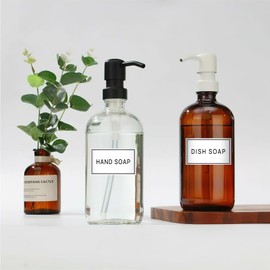 HVSWLY Waterproof Labels for Organizing, 48PCS Soap Dispenser Bottles Label Stickers with DIY Blank Labels, Self-Adhesive Bathroom Bottle Labels for Soap Lotion Shampoo Conditioner
