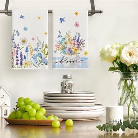 Artoid Mode Flower Vase Hello Spring Kitchen Towels Dish Towels, 18x26 Inch Seasonal Decoration Hand Towels Set of 4