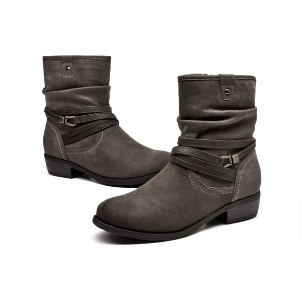 VJH confort Women's Mid Calf Boot,Round Toe Low Heel Comfort