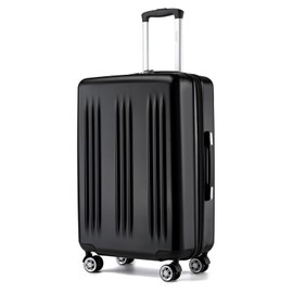 Kono 24 Inch Expandable Luggage with Quiet Spinner Wheels & TSA Lock, Scratch and Drop Resistant ABS & PC Hardside Durable Travel Checked Suitcase (Black)
