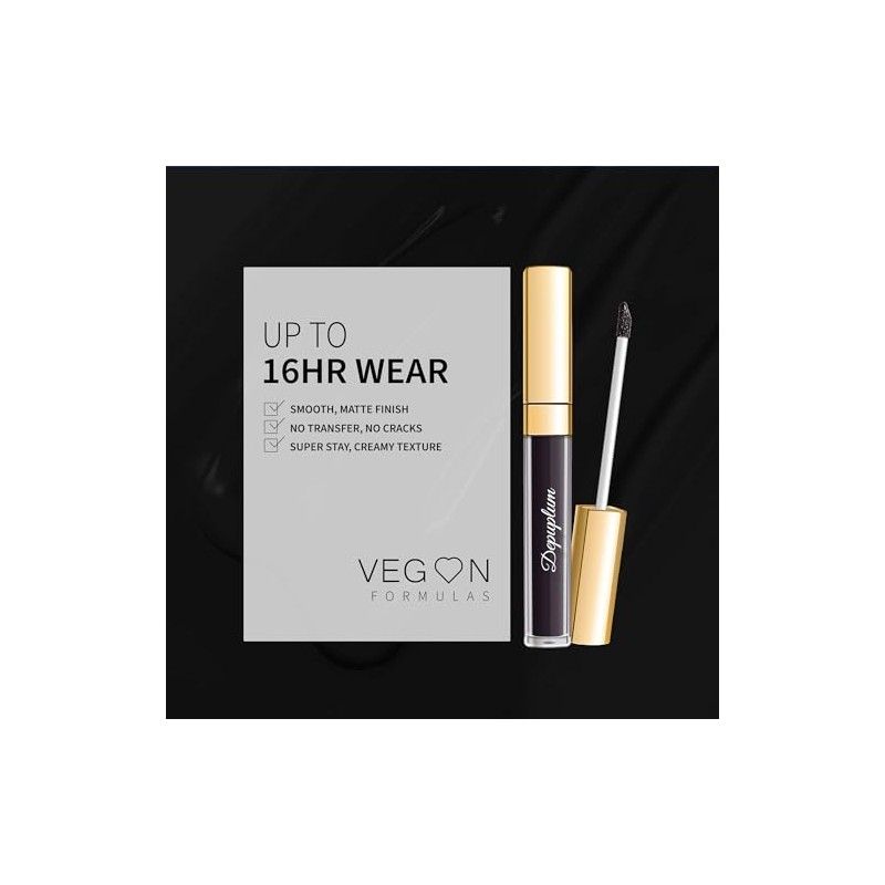 DE'MUMU- Lápiz labial negro mate para mujer, lápiz labial de