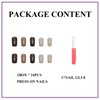 MERVF Medium Press on Nails Square Fake Nails Brown Squoval