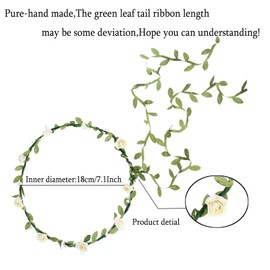 AWAYTR 2Pcs Fashion for Bohemian Style Wedding Bride Bridal Headdress Floral Flower Garland Headwear Headbands (Cream white+mixed-color)