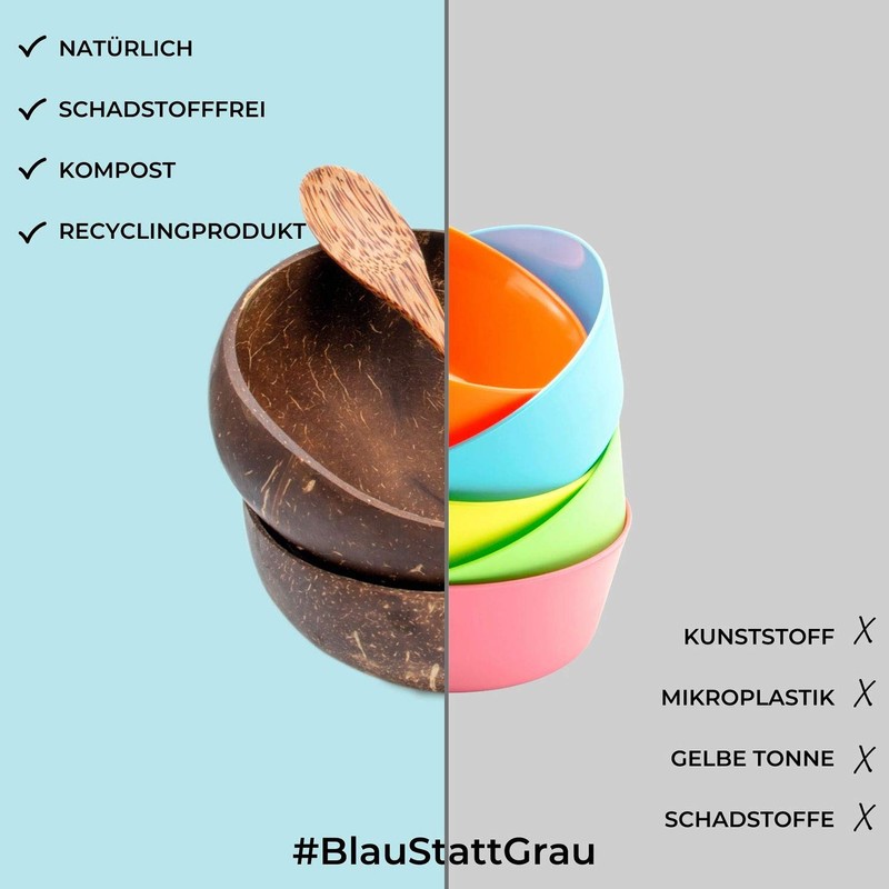 Chinchilla® Set of 2 Coconut Bowls + Wooden Spoon +