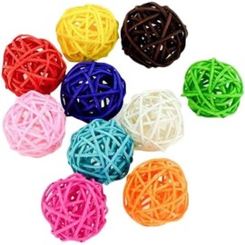 WLngtv 10 Pcs Colorful Rattan Parrot Toy, Bird Training and Interactive Ball Toy