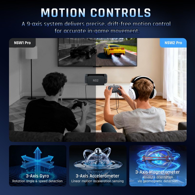 JDDWIN Wired Controller for Switch 2/Switch/OLED/Lite/PC, 9-Axis Motion Sensing,C Button,Hall