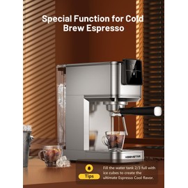 KEENSTAR 20Bar Espresso Machine with Rapid Cold Brew, Hot & Iced Coffee Machine, Espresso Maker with Milk Frother Steam Wand, Touch Screen with 40oz Water Tank for Latte, Cappuccino, Gift