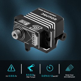 GOUPRC 9KG All Metal Coreless Digital Servo for 1/18 TRX4M Servo RC Car Upgrade, High Torque Servo with Steering Link and 25T Servo Horn Black