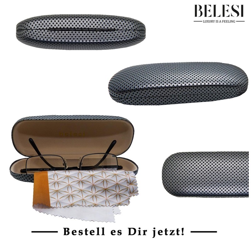 BELESI Glasses Case Hard Case with XL Glasses Cleaning Cloth