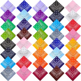 SGBETTER 40 Pcs Paisley Bandanas Bulk Cowboy Bandana Pack Multicolor Bandanas for Adult Kids Western Party Supplies