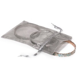 SILVER Organza Bags 4x6"with Satin Drawstrings 25 unit, 10 pack per unit.