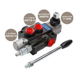 INPANOLS Hydraulic Control Valve with Joystick, 1 Spool 11GPM Hydraulic Directional Valve for Log Splitters, Tractors Loaders Black