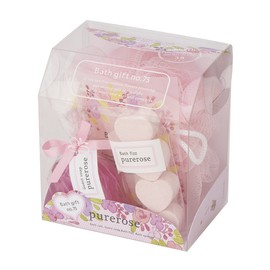 Sun Herb Bath Gift No.75 Pure Rose (Petite Plastic Bath Set with Bath Items and Sponges, Enjoyed Rose Scent)