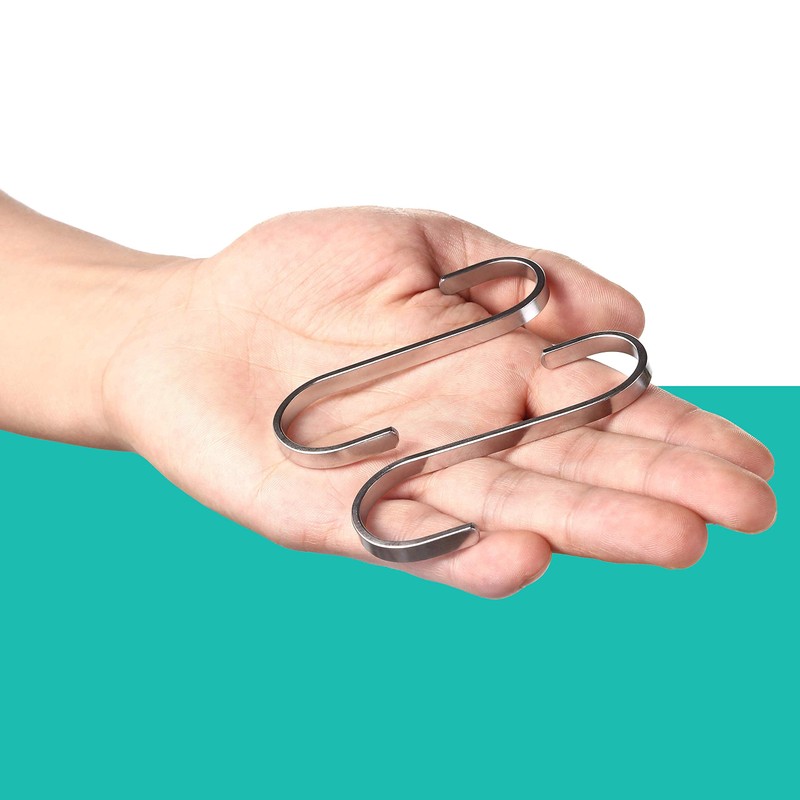 12 Small S Hooks Stainless Steel Flat 8 cm -