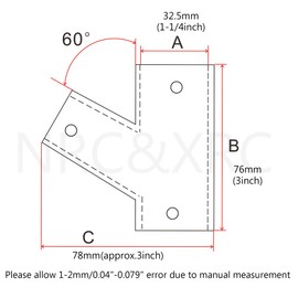NRC&XRC Marine Grade 316 Stainless Steel Polished Hand Rail Fitting- 60 Degree T/Tee for 1-1/4" Tube（1PC）