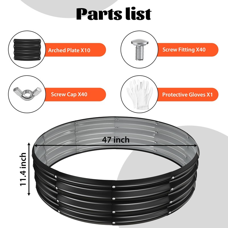YSEJOMP 48 Inch Round Galvanized Fire Pit Ring/Fire Ring -