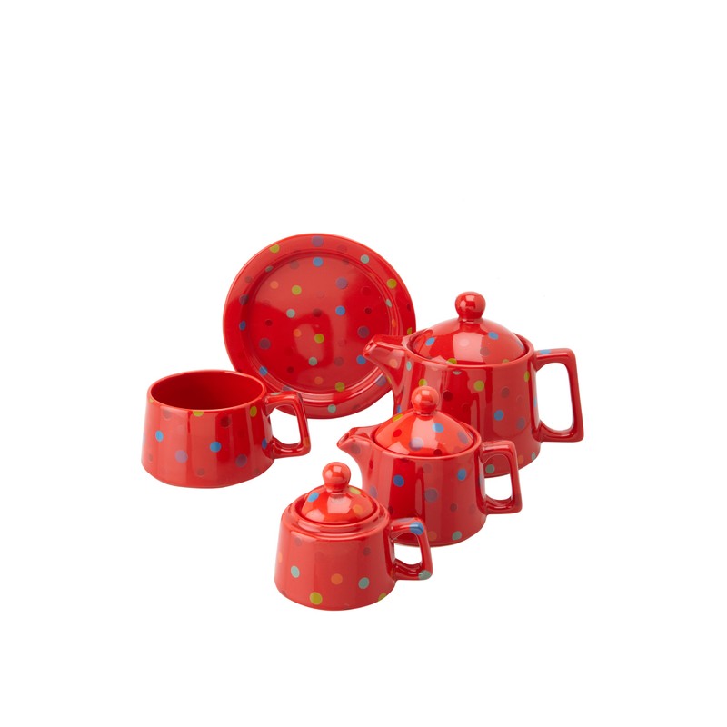 Classic Coffee & Tea Tower Tea Set, Red Polka Dot
