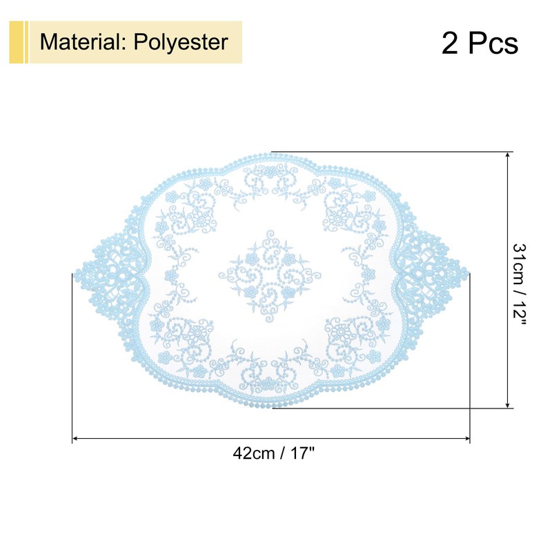 sourcing map 2Pcs Retro Lace Placemats, French Crochet Doilies Oval