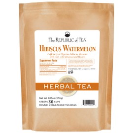 The Republic of Tea Hibiscus Watermelon Superflower Herbal Tea, 36 Tea Bags Refill, Citrus Berry Flavored Tea