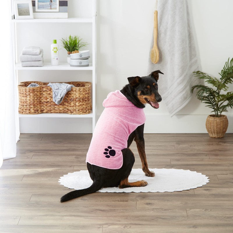 Bone Dry Pet Robe Collection, Embroidered Absorbent Microfiber Bath Robe