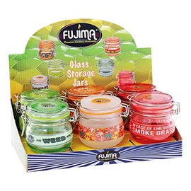 Fujima 6pc Display Hemp Leaf Dank Tank Glass Storage Jar - 2.75" / Assorted