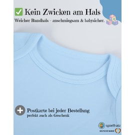 spielfratz Baby Bodysuit Short Sleeve 0-3/3-6 Months, Blue, Pink, Beige - 100% Cotton Wrap Bodysuit - Baby First Equipment for Girls and Boys + Postcard, blue, 0-3 months
