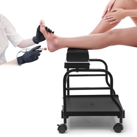 Elitzia Carrito portátil de pedicura con reposapiés, de spa para uñas y pies, para salón de belleza, estación de pie profesional con tazón ET27971 (color negro)