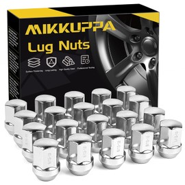 MIKKUPPA 9/16-18 OEM Wheel Lug Nuts, Replacement for 2005-2010 Dodge Dakota, 2004-2009 Durango, 2002-2011 Ram 1500 Factory Wheels, Chrome One-Piece Closed End Large Acorn Seat Tire Nuts