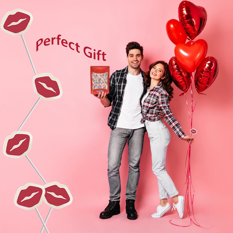 Fruidles Valentine's Red Lips Tattoo Lollipop Sucker, 2 Pounds, White