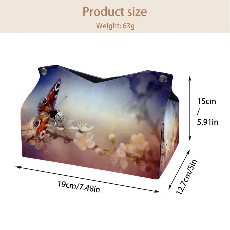 2 Pack Tissue Box Cover Holder, Peacock in Forest Under