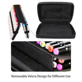 BOMKEE 60 Slots Marker Organiser Case, Large Marker Case for 60 Markers Large Capacity Marker Storage Bag Pen Case Pencil Bag with Carry Handle, black, Suitcase organiser