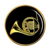 Giftshop UK French Horn Pin Badge, Metal