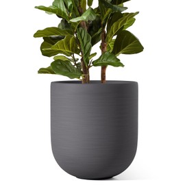 LE TAUCI 12 Inch Pots for Plants, Ceramic Large Planters for Indoor Plants, Indoor Plant Pots for Home Garden Patio Office, Big Planter Pots with Drainage Hole and Rubber Plug, Charcoal Gray