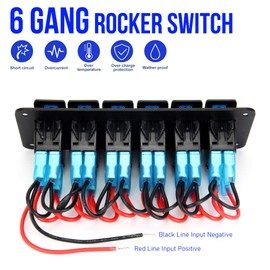OPL5 6 Gang Marine Boat Rocker Switch Panel 12V Waterproof RV Led Switch Panel 5 Pin ON/Off Toggle Switches Dash for Car Truck Marine Boat (6 Gang New)
