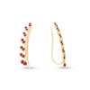 Simulated Ruby Ear Crawler Cuff Earrings 14k Yellow Gold Over