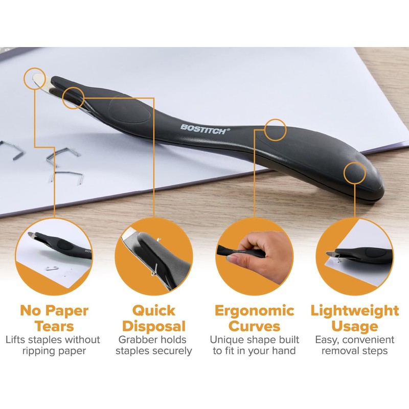 Bostitch Office Easy Staple Remover, Magnetic Tip, 3-Pack (40000M-BLK-3PK)
