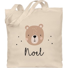 Geschenk mit Namen personalisiert by Shirtracer - Cotton Bag - Cute Bear I Bears I Bear Motif I Bear, 1 natural white