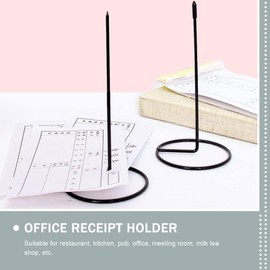Convenient Bill Holder Docket Holder Smooth Edges Receipt Spike for Restaurant (Black, One Size)