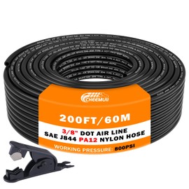 CheeMuii 200 FT 3/8 Pneumatic Tubing 3/8" DOT Air Line SAE J844 PA12 Nylon DOT Air Hose 61 Meter 3/8 Inch OD Pneumatic Air Tubing Pipe Hose Line