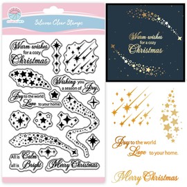 GLOBLELAND Christmas Star Lace Clear Stamp for Scrapbooking Christmas Greetings Border Silicone Stamps Winter Transparent Stamp for Card Making DIY Embossing Journaling