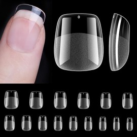 ZIFUTON Short Square Nail Tips, Soft Gel Tips for Gel Nails, 450 Pieces, Artificial Nails, Short Square Press on Nails, Short, Full Cover Nail Tips for Nail Studios, Starter DIY, 15 Sizes