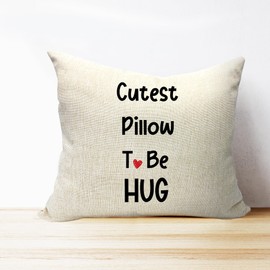 Mancheng-zi Hug This Pillow Until You Can Hug Me Pillow Cover 18x18,Hug,Boyfriend Girlfriend Birthday Gifts,Long Distance Relationship Gifts