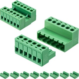 JANDECCN 10Pcs 6 Pin 5.08mm Pitch DIY PCB Mount Screw Terminal Block Connector with 10Pcs 6 Pin Phoenix Plug