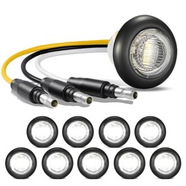 Partsam 10 Pcs 3/4" Strobe+Steady Marker Lights with Plug Dual Function White Trailer LED Side Clearance Tail Bumper Griller Flash Warning Indicator Lights for Trailer Truck RV ATV
