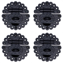 Borderland Rustic Hardware 3.5" Rustic Hasp Latch Lock For Furniture, Chests & Trunks Hammered Iron Forged - Black, 4