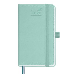 BEZEND Pocket Calendar 2026 Planner Weekly and Monthly, Ruled Daily, 3.5" x 6" Small Size for Purse (Jan-Dec 26) Notes & Expenses, Inner Pocket, Pen Holder, Vegan Leather Hardcover - Mint Green