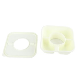 Estink Snack Bowl with Cover, Tumbler Snack Bowl with Lid Beige Rectangle 3 Compartments Reusable Snack Tray Silicone Food Containers Box Fit for 40 oz cup, 8.07x2.76in