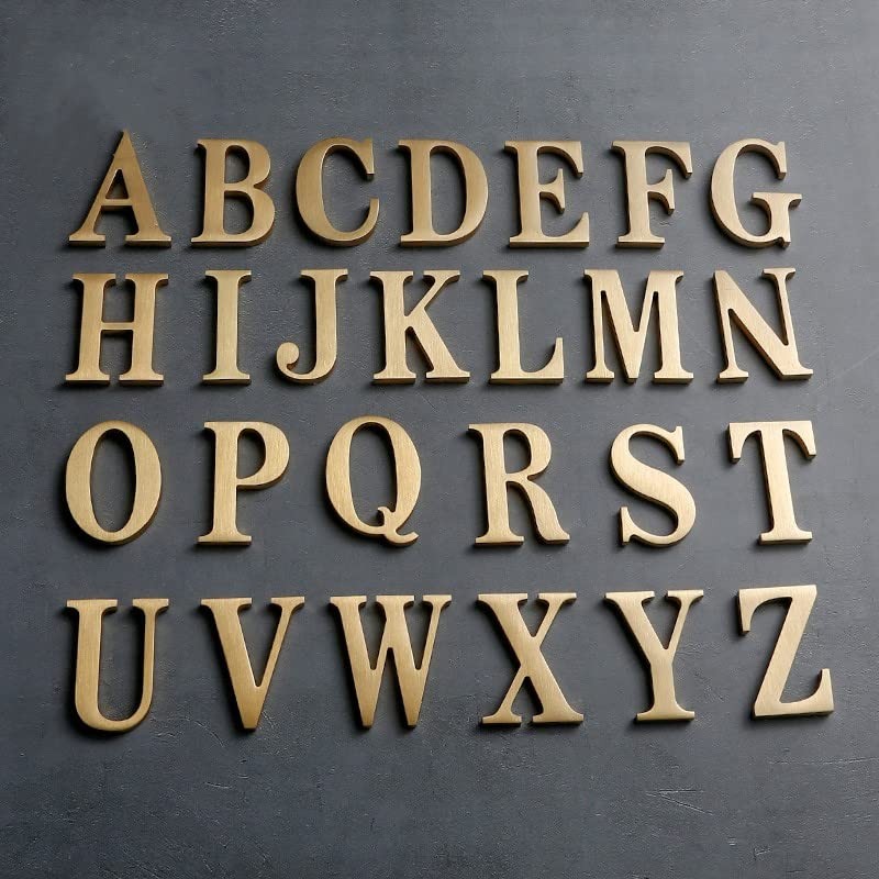 4.5CM Self Adhesive Solid Brass Letters Wall sticker Gold English